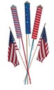 Fourth of July skyrockets and flags Royalty Free Stock Photo