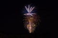 Fourth of July Skyrockets, seen from above, Cottonwood, Arizona. City is in the foreground. Royalty Free Stock Photo