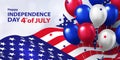 Fourth of July. 4th of July holiday banner. USA Independence Day background