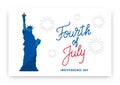 Fourth of July. USA Independence Day background design. Banner layout with Fourth of July lettering, Statue of Liberty Royalty Free Stock Photo