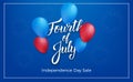 Fourth of July USA Independence Day. Holiday banner with glossy balloons and lettering. 4th of July background Royalty Free Stock Photo