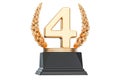 Fourth place trophy cup, 3D rendering Royalty Free Stock Photo