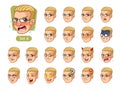 The fourth set of male facial emotions with blonde hair