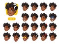 The fourth set of male facial emotions with curly hair