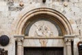 The fourth station of the Cross Procession in Lions Gate Street near the Lions Gate in the old city of Jerusalem, in Israel