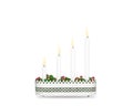 Fourth Sunday of Advent candlestick isolated on white background