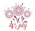 Fourth 4th of July vector background illustration. American Independence Day card concept in simple flat style with Royalty Free Stock Photo