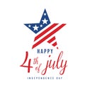 Fourth 4th of July vector background illustration. American Independence Day icon concept in simple flat style with Royalty Free Stock Photo