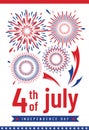 Fourth 4th of July vector poster background. American Independence Day patriotic concept in simple flat style with Royalty Free Stock Photo