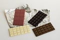 Fourth type in chocolate:Ruby on the aluminum own packaging with bitter,milky and white chocolate.