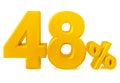Fourty eight percent gold 3d rendering on white background
