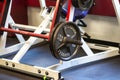 Fourty five pound weights on a leg press machine in a gym