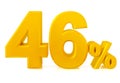 Fourty six percent gold 3d rendering on white background