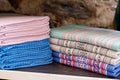 Fouta in store summer beach towel foutas for sale on shop Royalty Free Stock Photo