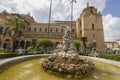 The Foutain of Triton with the Cathedral of Monreale, province of Palermo, Sicily, Italy Royalty Free Stock Photo