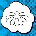 Fower Chamomile sign illustration. Vector. Black icon in bubble