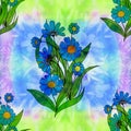 Fower - decorative composition on the background of watercolor. Floral motifs. Seamless pattern. Use printed materials, signs,