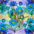 Fower - decorative composition on the background of watercolor. Floral motifs. Seamless pattern. Use printed materials, signs,