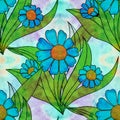 Fower - decorative composition on the background of watercolor. Floral motifs. Seamless pattern. Use printed materials, signs,