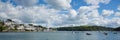 Fowey river and town Cornwall England uk panoramic view Royalty Free Stock Photo