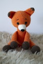 FOx Amigurumi. Crochet Stuffed Animal. Ecofriendly Toy Royalty Free Stock Photo