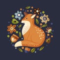 Fox animal cute vector illustration.