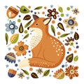 Fox animal cute vector illustration.