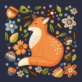 Fox animal cute vector illustration.