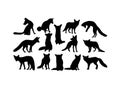 Fox Animal Silhouettes, art vector design Royalty Free Stock Photo