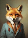 The fox. Anthropomorphic animal portrait in vintage style Royalty Free Stock Photo