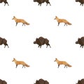 Fox and bear triangle shape seamless pattern backgrounds. Wrapping paper template. Polygonal design Royalty Free Stock Photo