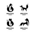 Set collection Red fox modern abstract simple logo icon design Royalty Free Stock Photo