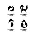 Set collection Red fox modern abstract simple logo icon design Royalty Free Stock Photo