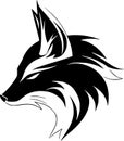 Fox - black and white vector illustration