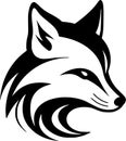 Fox - black and white vector illustration