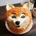 Fox Cake: A Delicious 2d Rice Pudding Face Cake With A Fun Fox Theme Royalty Free Stock Photo