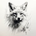 Realistic Hyper-detailed Sketch Of A Fox With Redshift And Sepia Tone