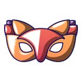 Fox carnival mask icon, cartoon style