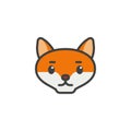 Fox cartoon face filled outline icon Royalty Free Stock Photo