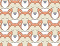 Fox cartoon seamless pattern. Orange fox`s head. Good for print, textile, fabrics, wallpaper, decoration