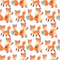 Fox character doing different activities funny happy nature red foxy cute adorable tail and wildlife orange forest