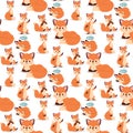 Fox character doing different activities funny happy nature red foxy cute adorable tail and wildlife orange forest Royalty Free Stock Photo