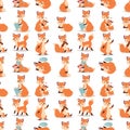 Fox character doing different activities funny happy nature red foxy cute adorable tail and wildlife orange forest Royalty Free Stock Photo