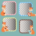 Fox character doing different foxy activities funny happy nature red tail and wildlife orange forest animal style Royalty Free Stock Photo