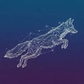 Of a fox composed of interconnected white lines and nodes, forming a geometric Royalty Free Stock Photo