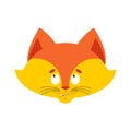 Fox confused emoji oops face avatar. Wild beast perplexed emotions. she-fox surprise. Vector illustration