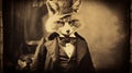 Vintage Fox In Top Hat A Satirical Twist On 19th Century Calotype Print