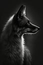 fox coyote animal black and white photo studio retro backlight