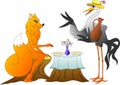 Fox and crane, characters of the fable