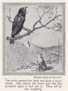 Vintage illustration of The Fox and the Crow. Royalty Free Stock Photo
